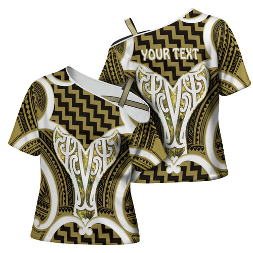 Aotearoa Atua Tangaroa Personalised Cross Shoulder Shirt God Of The Sea Maori Whale Tail Yellow