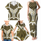 Aotearoa Atua Tangaroa Personalised Family Matching Tank Maxi Dress and Hawaiian Shirt God Of The Sea Maori Whale Tail Yellow