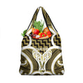 Aotearoa Atua Tangaroa Personalised Grocery Bag God Of The Sea Maori Whale Tail Yellow