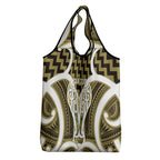 Aotearoa Atua Tangaroa Personalised Grocery Bag God Of The Sea Maori Whale Tail Yellow