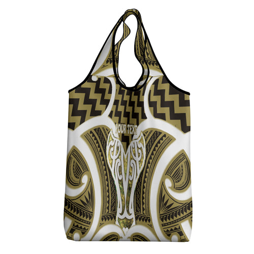 Aotearoa Atua Tangaroa Personalised Grocery Bag God Of The Sea Maori Whale Tail Yellow