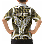Aotearoa Atua Tangaroa Personalised Kid Hawaiian Shirt God Of The Sea Maori Whale Tail Yellow