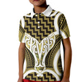 Aotearoa Atua Tangaroa Personalised Kid Polo Shirt God Of The Sea Maori Whale Tail Yellow