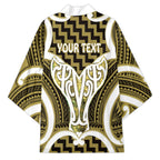 Aotearoa Atua Tangaroa Personalised Kimono God Of The Sea Maori Whale Tail Yellow