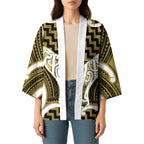 Aotearoa Atua Tangaroa Personalised Kimono God Of The Sea Maori Whale Tail Yellow