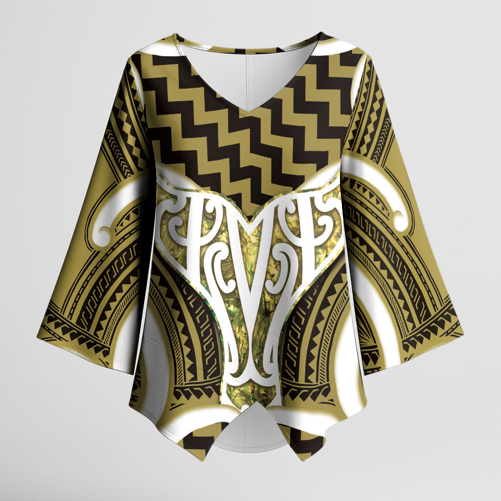 Aotearoa Atua Tangaroa Personalised Kimono Sleeve Blouse God Of The Sea Maori Whale Tail Yellow
