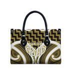 Aotearoa Atua Tangaroa Personalised Leather Bag God Of The Sea Maori Whale Tail Yellow