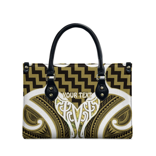 Aotearoa Atua Tangaroa Personalised Leather Bag God Of The Sea Maori Whale Tail Yellow