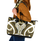 Aotearoa Atua Tangaroa Personalised Leather Tote Bag God Of The Sea Maori Whale Tail Yellow