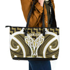 Aotearoa Atua Tangaroa Personalised Leather Tote Bag God Of The Sea Maori Whale Tail Yellow