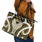 Aotearoa Atua Tangaroa Personalised Leather Tote Bag God Of The Sea Maori Whale Tail Yellow