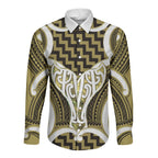 Aotearoa Atua Tangaroa Personalised Long Sleeve Button Shirt God Of The Sea Maori Whale Tail Yellow