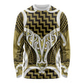 Aotearoa Atua Tangaroa Personalised Long Sleeve Shirt God Of The Sea Maori Whale Tail Yellow