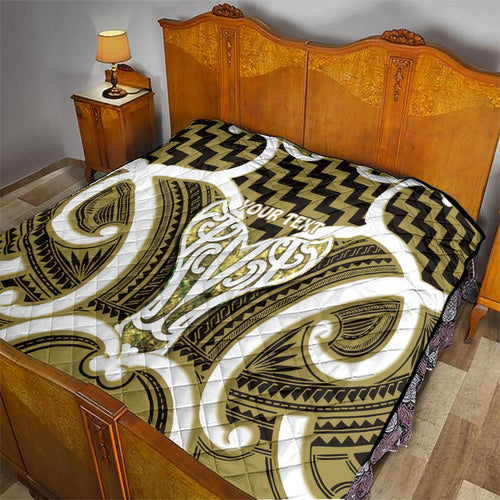 Aotearoa Atua Tangaroa Personalised Quilt God Of The Sea Maori Whale Tail Yellow