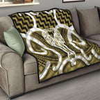 Aotearoa Atua Tangaroa Personalised Quilt God Of The Sea Maori Whale Tail Yellow