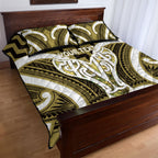 Aotearoa Atua Tangaroa Personalised Quilt Bed Set God Of The Sea Maori Whale Tail Yellow