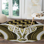Aotearoa Atua Tangaroa Personalised Round Carpet God Of The Sea Maori Whale Tail Yellow