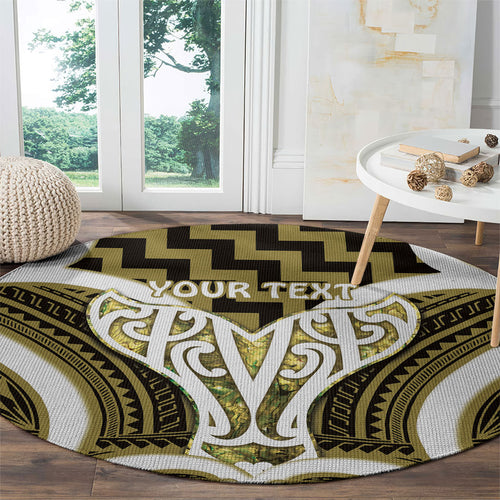 Aotearoa Atua Tangaroa Personalised Round Carpet God Of The Sea Maori Whale Tail Yellow