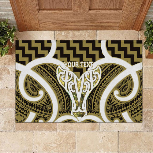 Aotearoa Atua Tangaroa Personalised Rubber Doormat God Of The Sea Maori Whale Tail Yellow