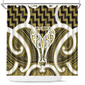 Aotearoa Atua Tangaroa Personalised Shower Curtain God Of The Sea Maori Whale Tail Yellow