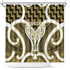 Aotearoa Atua Tangaroa Personalised Shower Curtain God Of The Sea Maori Whale Tail Yellow