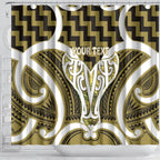Aotearoa Atua Tangaroa Personalised Shower Curtain God Of The Sea Maori Whale Tail Yellow