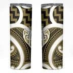 Aotearoa Atua Tangaroa Personalised Skinny Tumbler God Of The Sea Maori Whale Tail Yellow