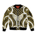 Aotearoa Atua Tangaroa Personalised Sleeve Zip Bomber Jacket God Of The Sea Maori Whale Tail Yellow