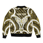 Aotearoa Atua Tangaroa Personalised Sleeve Zip Bomber Jacket God Of The Sea Maori Whale Tail Yellow