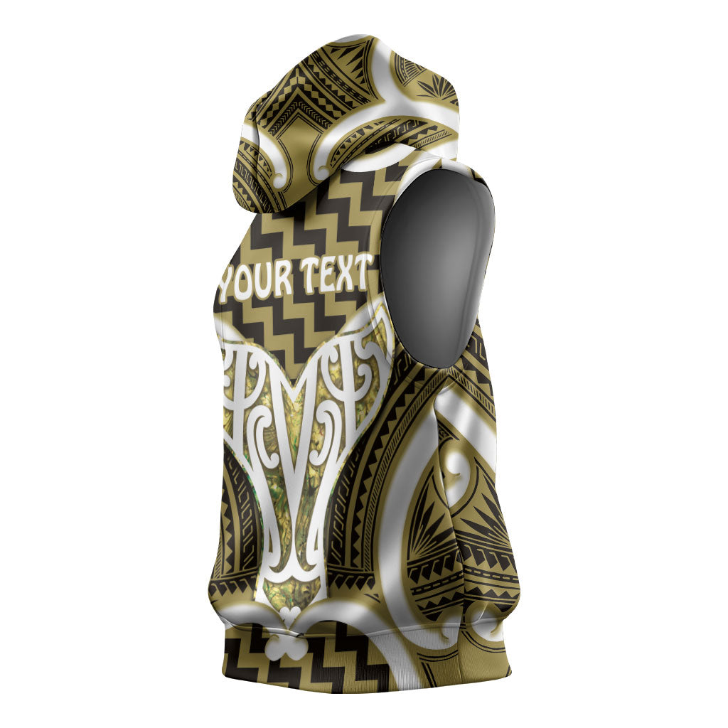 Aotearoa Atua Tangaroa Personalised Sleeveless Hoodie God Of The Sea Maori Whale Tail Yellow