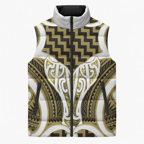Aotearoa Atua Tangaroa Personalised Sleeveless Puffer Jacket God Of The Sea Maori Whale Tail Yellow
