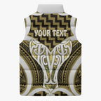 Aotearoa Atua Tangaroa Personalised Sleeveless Puffer Jacket God Of The Sea Maori Whale Tail Yellow