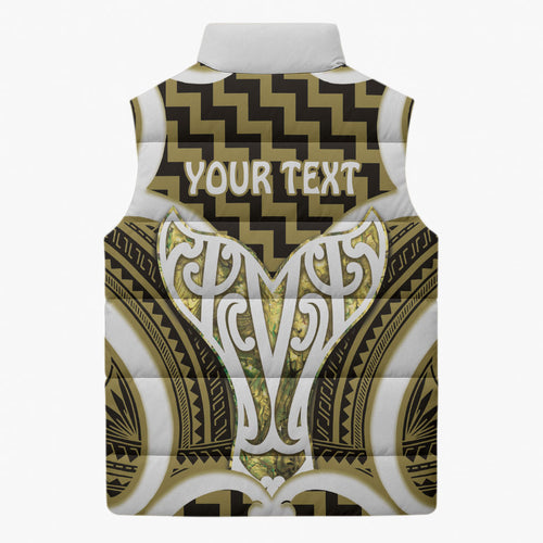 Aotearoa Atua Tangaroa Personalised Sleeveless Puffer Jacket God Of The Sea Maori Whale Tail Yellow