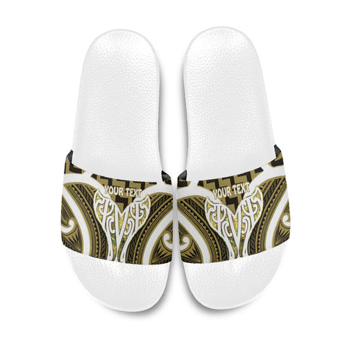 Aotearoa Atua Tangaroa Personalised Slide Sandals God Of The Sea Maori Whale Tail Yellow