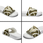 Aotearoa Atua Tangaroa Personalised Slide Sandals God Of The Sea Maori Whale Tail Yellow