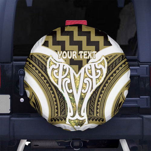 Aotearoa Atua Tangaroa Personalised Spare Tire Cover God Of The Sea Maori Whale Tail Yellow