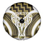 Aotearoa Atua Tangaroa Personalised Spare Tire Cover God Of The Sea Maori Whale Tail Yellow