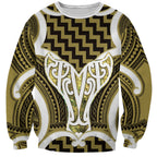 Aotearoa Atua Tangaroa Personalised Sweatshirt God Of The Sea Maori Whale Tail Yellow