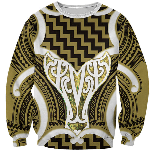 Aotearoa Atua Tangaroa Personalised Sweatshirt God Of The Sea Maori Whale Tail Yellow