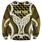 Aotearoa Atua Tangaroa Personalised Sweatshirt God Of The Sea Maori Whale Tail Yellow