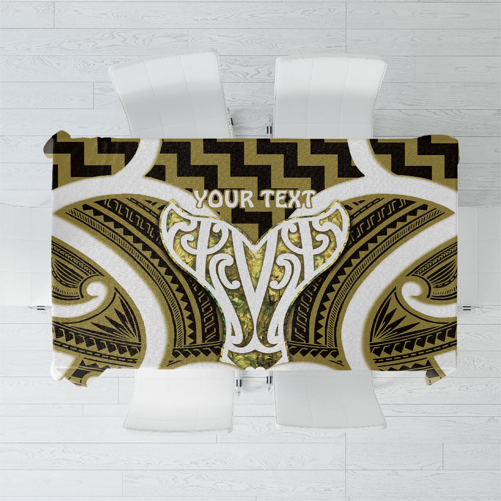 Aotearoa Atua Tangaroa Personalised Tablecloth God Of The Sea Maori Whale Tail Yellow