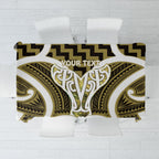Aotearoa Atua Tangaroa Personalised Tablecloth God Of The Sea Maori Whale Tail Yellow