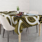 Aotearoa Atua Tangaroa Personalised Tablecloth God Of The Sea Maori Whale Tail Yellow