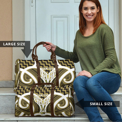 Aotearoa Atua Tangaroa Personalised Travel Bag God Of The Sea Maori Whale Tail Yellow