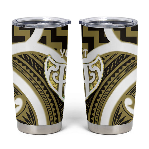 Aotearoa Atua Tangaroa Personalised Tumbler Cup God Of The Sea Maori Whale Tail Yellow