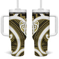 Aotearoa Atua Tangaroa Personalised Tumbler With Handle God Of The Sea Maori Whale Tail Yellow