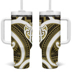 Aotearoa Atua Tangaroa Personalised Tumbler With Handle God Of The Sea Maori Whale Tail Yellow