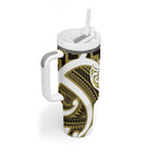 Aotearoa Atua Tangaroa Personalised Tumbler With Handle God Of The Sea Maori Whale Tail Yellow