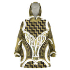 Aotearoa Atua Tangaroa Personalised Wearable Blanket Hoodie God Of The Sea Maori Whale Tail Yellow