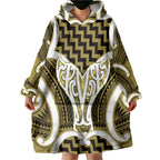 Aotearoa Atua Tangaroa Personalised Wearable Blanket Hoodie God Of The Sea Maori Whale Tail Yellow